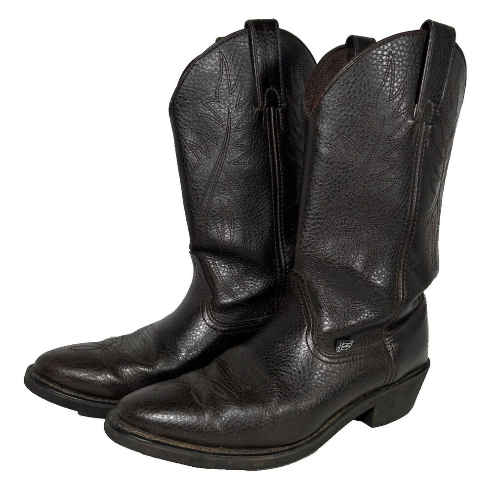 Justin JB1102 Men's 9.5D Brown Leather Almond Toe Boots